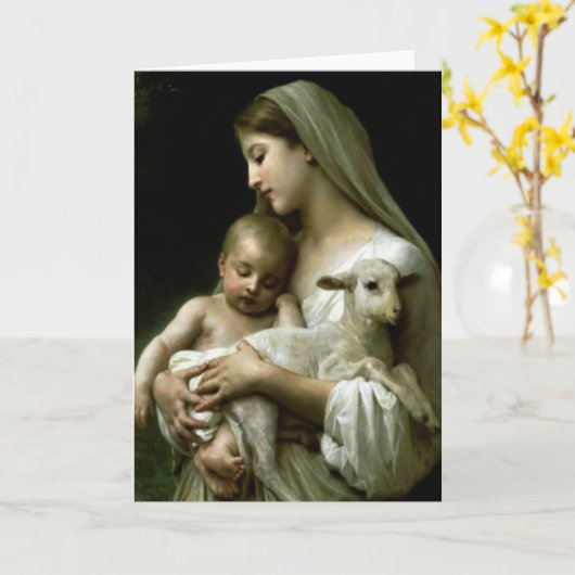 Gezegende Maagd Maria Jezus met Lam Kaart (Gele Bloem)
