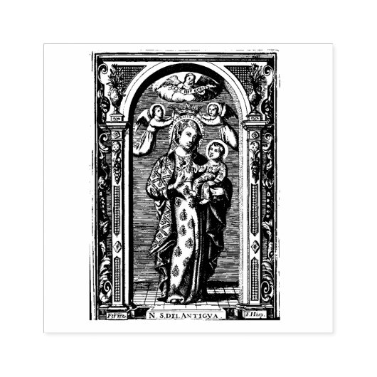 Gezegende Maagd Maria Jezus Religieus Rubberstempel (Afrduk)