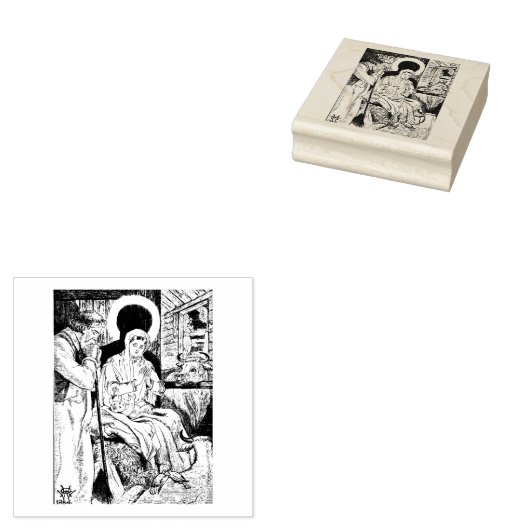 Gezegende Maagd Maria Jezus St. Jozef Kerstmis Rubberstempel (Gestempeld)