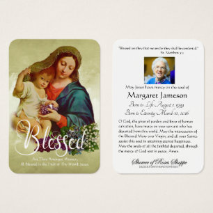 Gezegende Maagd Maria Katholieke begrafenis Memori Visitekaartje
