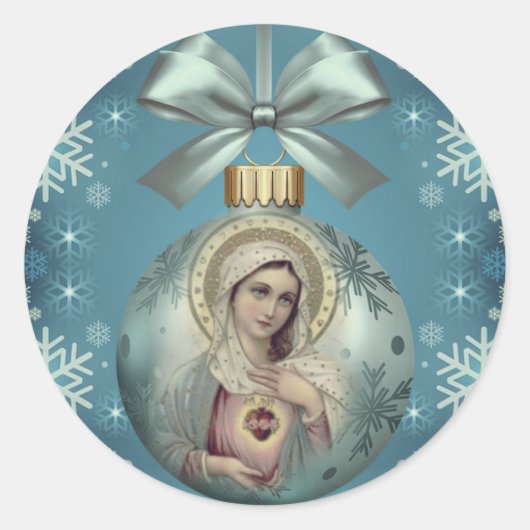 Gezegende Maagd Maria Kerstmis Religieus Ronde Sticker (Voorkant)