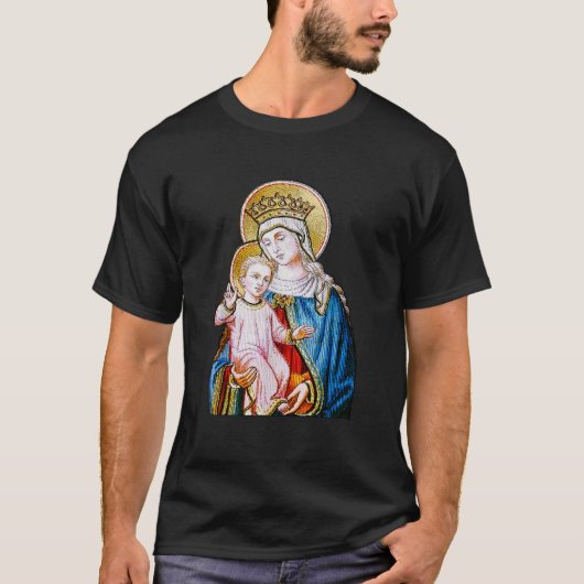 Gezegende Maagd Maria met Baby Jezus T-shirt (Voorkant)