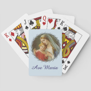 Gezegende Maagd Maria met Jezus Kind krans Pokerkaarten