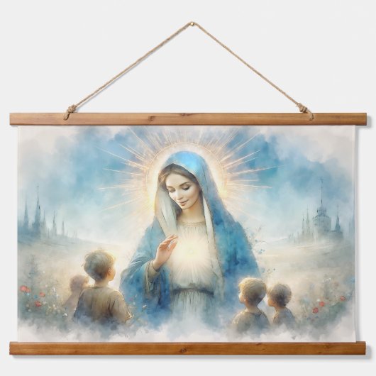 Gezegende Maagd Maria met Kinderen Hangend Wandkleed (Voorkant)