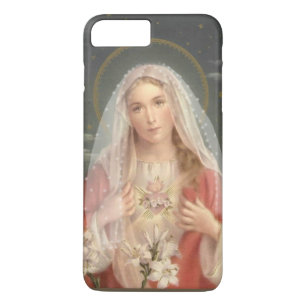 Gezegende Maagd Maria Religieus Vintage Katholiek iPhone 8 Plus / 7 Plus Hoesje