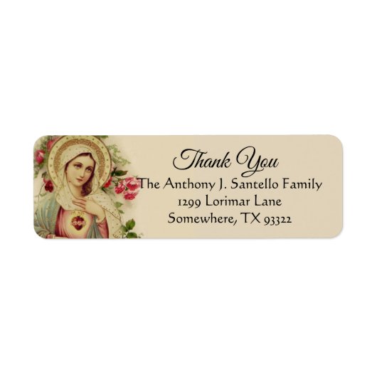 Gezegende Maagd Maria ReligiousDank u Etiket (Voorkant)