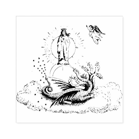 Gezegende maagd Maria Schrift Openbaring Rubberstempel (Afrduk)