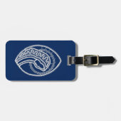 Gezegende Maagd Maria, witte kant, marineblauw Bagagelabel (Voorkant horizontaal)