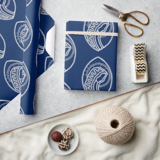 Gezegende Maagd Maria, witte kant, marineblauw Cadeaupapier (Crafts)