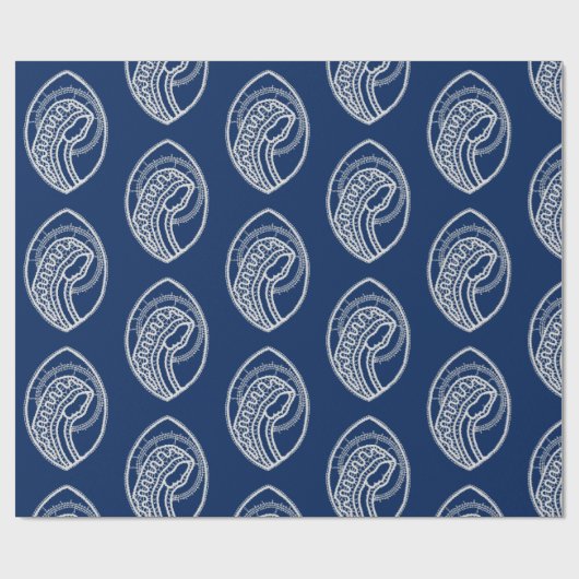 Gezegende Maagd Maria, witte kant, marineblauw Cadeaupapier (Vlak)