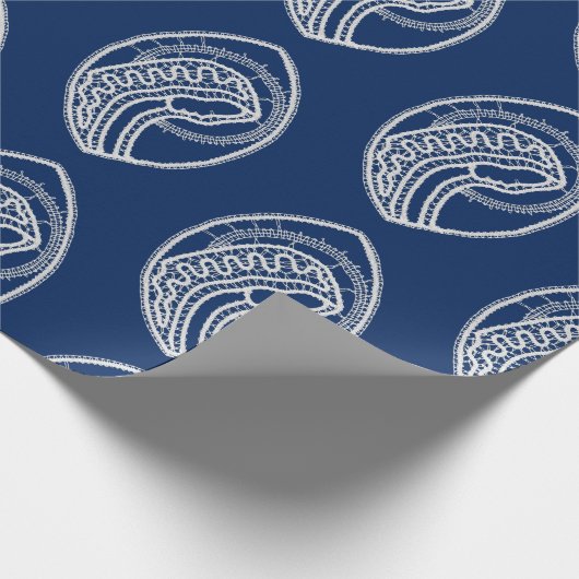 Gezegende Maagd Maria, witte kant, marineblauw Cadeaupapier (Hoek)