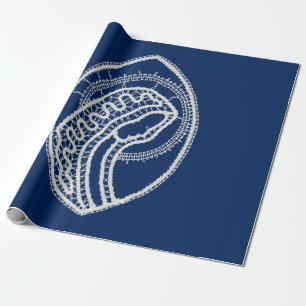 Gezegende Maagd Maria, witte kant, marineblauw Cadeaupapier