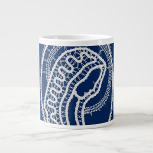 Gezegende Maagd Maria, witte kant, marineblauw Extra Grote Beker