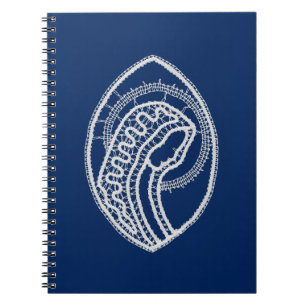 Gezegende Maagd Maria, witte kant, marineblauw Notitieboek