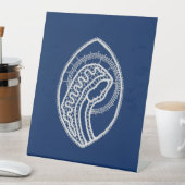 Gezegende Maagd Maria, witte kant, marineblauw Reclamebord Met Voetstuk (Insitu)