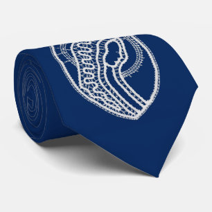 Gezegende Maagd Maria, witte kant, marineblauw Stropdas