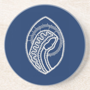 Gezegende Maagd Maria, witte kant, marineblauw Zandsteen Onderzetter