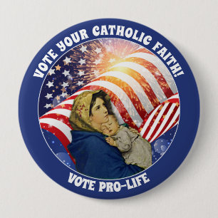 Gezegende Maagd Mary Baby Jesus American Flag Ronde Button 4,0 Cm