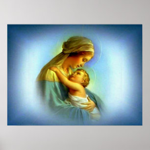 Gezegende Maagd Mary en Baby Child Jesus Poster