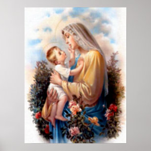 Gezegende Maagd Mary en Baby Child Jesus Poster