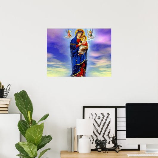Gezegende Maagd Mary en Baby Child Jesus Poster (Thuiskantoor)