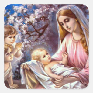Gezegende Maagd Mary en Baby Child Jesus Vierkante Sticker