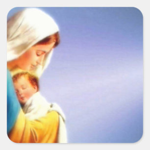 Gezegende Maagd Mary en Baby Child Jesus Vierkante Sticker