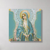 Gezegende Maagd Moeder Maria met Lelies Canvas Afdruk (Voorkant)