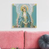 Gezegende Maagd Moeder Maria met Lelies Canvas Afdruk (Insitu (Woonkamer))
