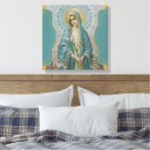 Gezegende Maagd Moeder Maria met Lelies Canvas Afdruk (Insitu (Slaapkamer))