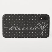 Gezegende madeliefje zwart met witte polka stippen Case-Mate iPhone case (Achterkant (horizontaal))