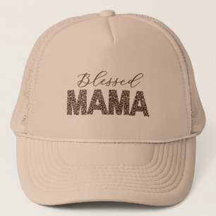 Gezegende Mama Leopard/Cheetah Print – gepersonali Trucker Pet