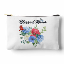 Gezegende Mama met Rood/Wit/Blauwe Bloemen & Vogel