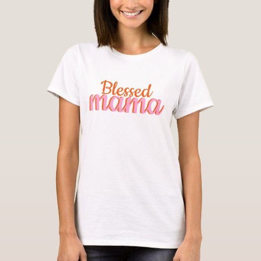 Gezegende mama modern script Moederdag T-shirt (Voorkant)