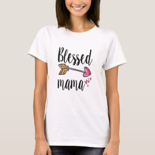 Gezegende Mama Pijl Roze Harten Cadeau voor Moeder T-shirt