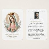 Gezegende Maria Katholieke Begrafenis Gedenkteken  Visitekaartje (Voorkant /achterkant)