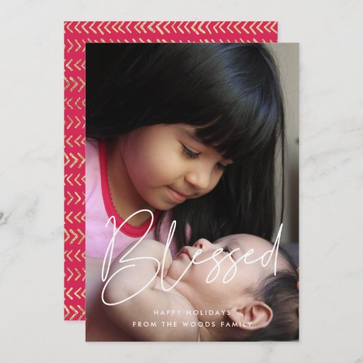 Gezegende moderne minimalistische Inspirerend foto Feestdagenkaart (Voorkant / Achterkant)