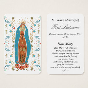 Gezegende moeder Ave Maria in Memory Prayer Kaart