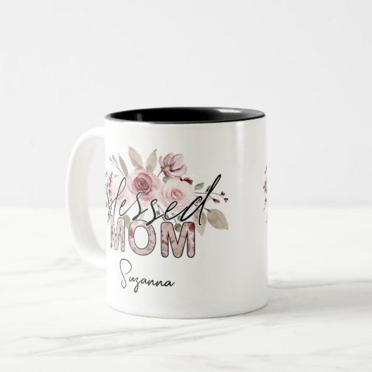 Gezegende Moeder Bloemen Moederdag Koffie Mok (Voorkant links)