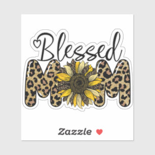 Gezegende Moeder Cute Cheetah Luipaard Zonnebloem Sticker