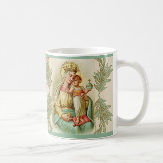 Gezegende moeder houdt het Wereldbol van Jezus vas Koffiemok (Rechts)