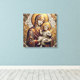 Gezegende Moeder Maria en Baby Jezus religieus Canvas Afdruk