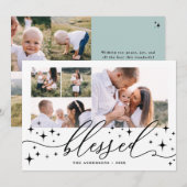 Gezegende multi foto elegante ster winter feestdagenkaart (Voorkant / Achterkant)