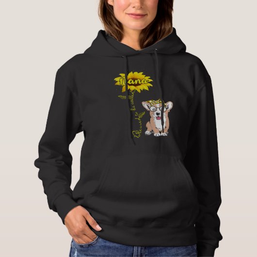 Gezegende Nana Hippy Corgi Hond Oma Vrouwen Hoodie (Voorkant)