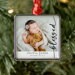 Gezegende Nieuwe Baby Foto Keepsake Metalen Ornament