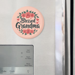 Gezegende Oma Bloemen  Rozen Typografie Magneet