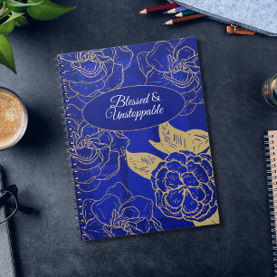 Gezegende & Onstoppbare Quote Op Blauwe Vintage Bl Notitieboek
