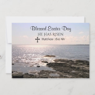 Gezegende Paasdag Christus is verrezen Oceaan Foto Feestdagenkaart