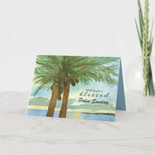 Gezegende Palmzondag Tropische Boom Hosanna Kaart