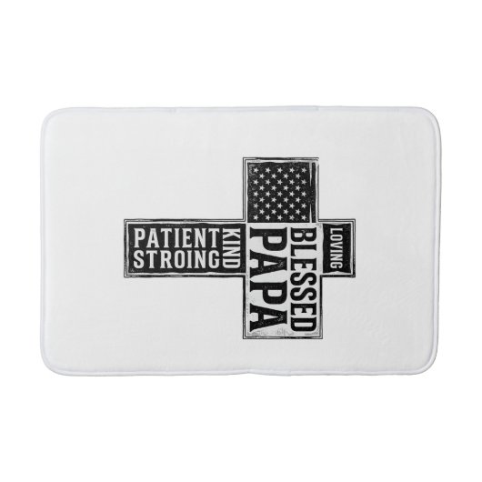 Gezegende Papa Cross Christelijke Vintage Typograf Badmat (Voorkant)